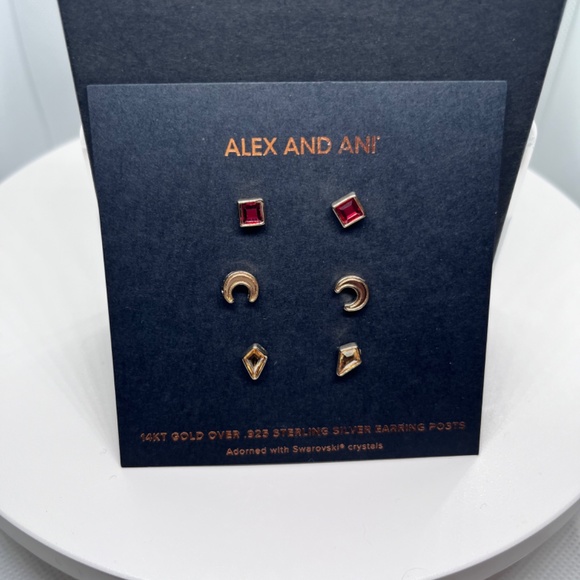 🌺Sterling Silver Alex And Ani Ruby Earrings. - Picture 3 of 6